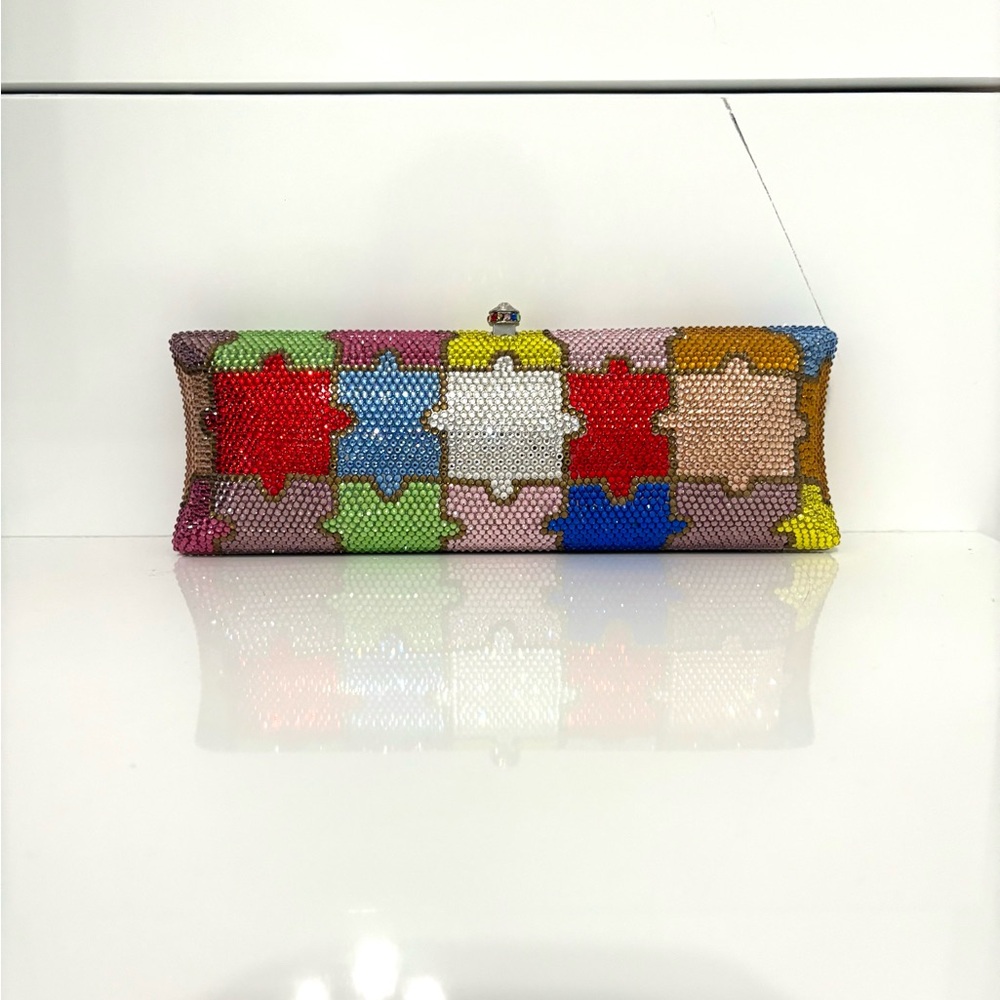 Embedded Crystal Clutch Multicolor